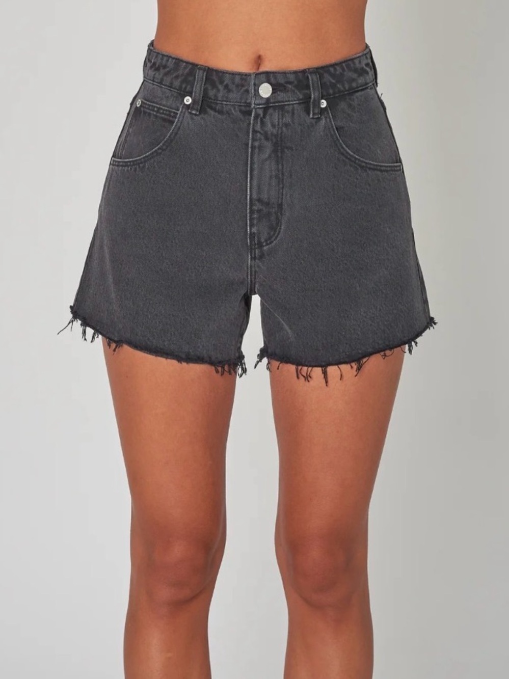 Rolla's Mirage denim shorts stone black wash featuring a raw hem sz 24 zip NEW
